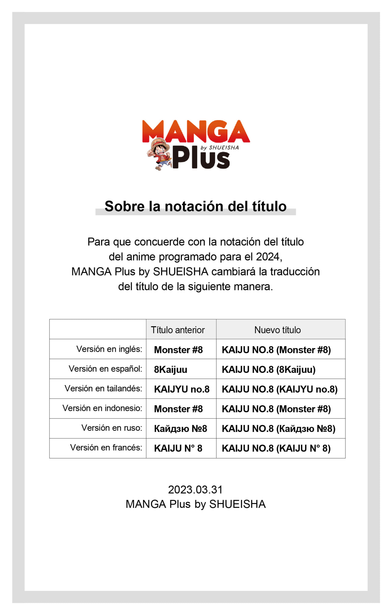 Read Kaiju No. 8 Español Manga Online